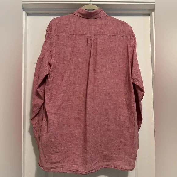 Linen Daniel Cremieux Red White Button-Down Shirt | Classic Fit M - Picture 3 of 4